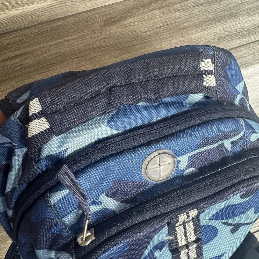 Pottery Barn Kids Mackenzie Navy Blue Skateboard Camo Backpack Small Embroidered